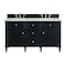 James Martin Vanities 60'' Double Vanity, Black Onyx w/ 3 CM Lime Delight Quartz Top 424-V60D-BKO-3LDL - alternate 1